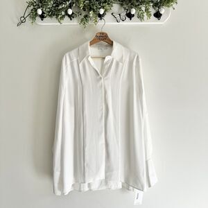 Noon By Noor White Satin Button Down Shirt Size 8 KD